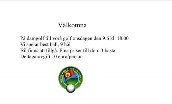Spelresa till Vörå Golf 9.6 Pelimatka Vöyri Golfiin