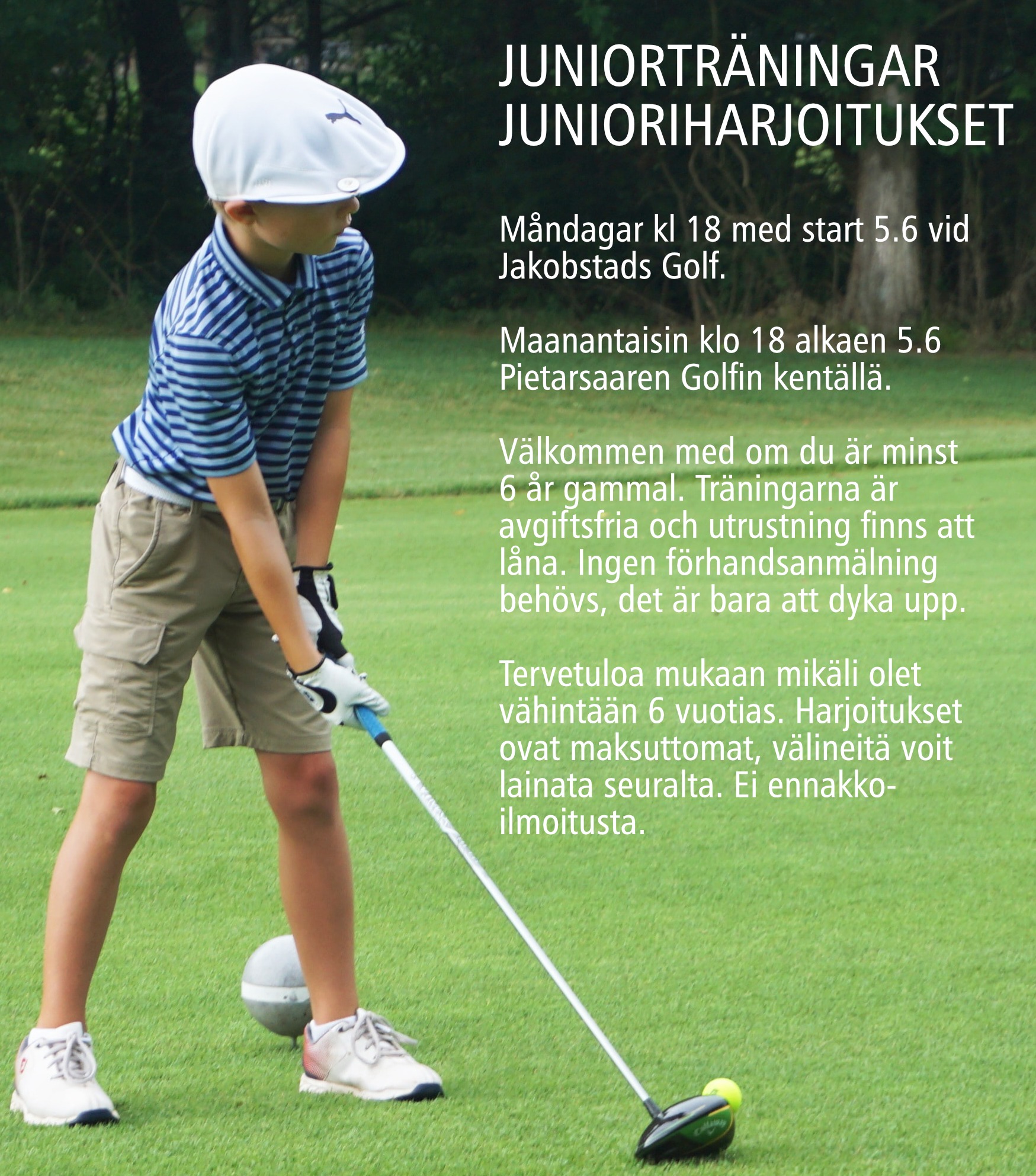 Read more about the article Junioriharjoitukset maanantaisin 5.6-24.7
